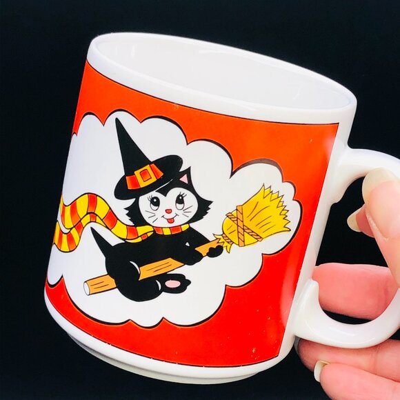 1987 Geo Z LEFTON Trick or Treat Anthropomorphic Black Kitty Cat Witch RARE - Picture 1 of 11